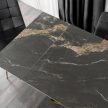 Extendable ceramic dining table 160-240 cm in black-gold marble/gold finish - Luigi