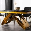 Extendable ceramic dining table 160-240 cm in black-gold marble/gold finish - Luigi