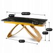 Extendable ceramic dining table 160-240 cm in black-gold marble/gold finish - Luigi