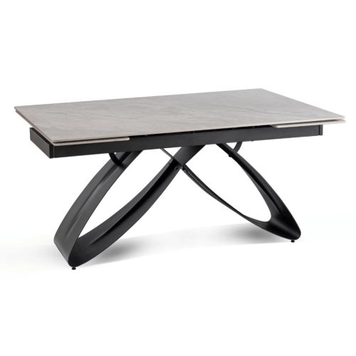 Extendable Ceramic Dining Table 160-240 cm Grey Marble/Black LUIGI