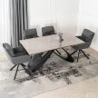 Extendable Ceramic Dining Table 160-240 cm Grey Marble/Black LUIGI