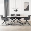 Extendable Ceramic Dining Table 160-240 cm Grey Marble/Black LUIGI