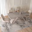 Extendable Ceramic Dining Table 160-240 cm Grey Marble/Cashmere LUIGI