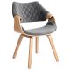 LUISE bársony szék szürke színben, hajlított rétegelt lemez vázzal