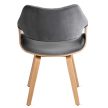 LUISE bársony szék szürke színben, hajlított rétegelt lemez vázzal