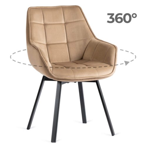 Forgó szék bézs színben, bársony kárpittal, LUNA