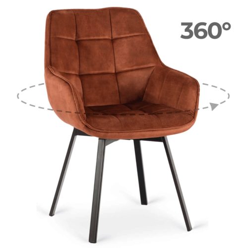 Otočná stolička čalúnená zamatom hrdzavá – LUNA