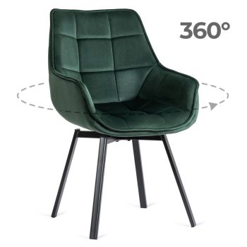 Otočná stolička čalúnená zamatom zelená – LUNA