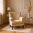 MALLO Armchair Beige Velvet Upholstery