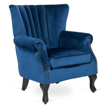 MALLO Armchair Dark Blue Velvet Upholstery