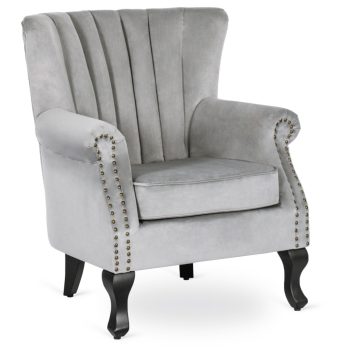 MALLO Armchair Grey Velvet Upholstery