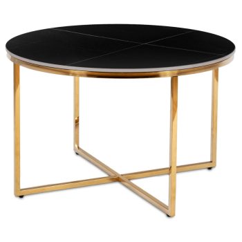 Keramický stôl čierny mramor matný / zlatá – MARINE