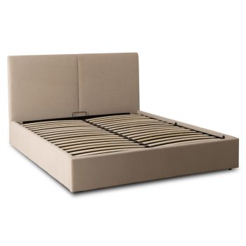 Bed 180x200 cm MARSYLIA beige corduroy with storage