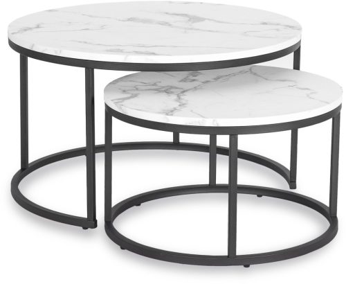 Dohányzóasztal szett fehér márvány hatású felülettel DAFNE MAX