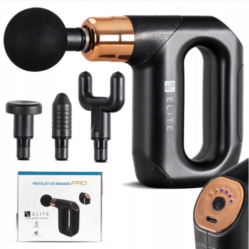 Masszázspisztoly 3 cserélhető fejjel fekete színben – ME-MG05