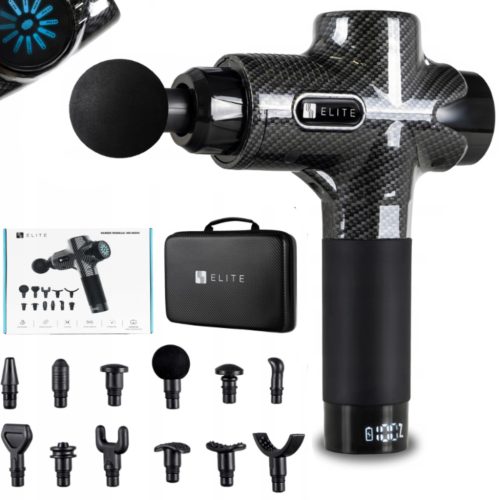 Masszázspisztoly 12 cserélhető fejjel fekete színben – ME-MG06