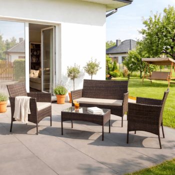 Záhradný nábytok set hnedá/béžová – MISSISIPI