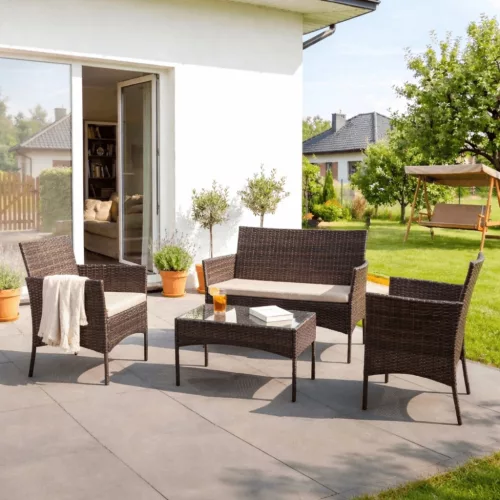 Záhradný nábytok set hnedá/béžová – MISSISIPI