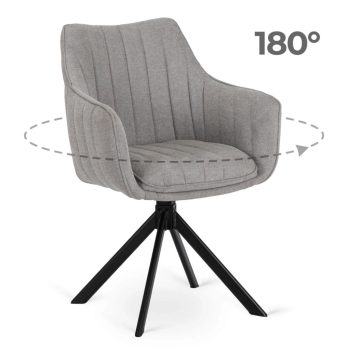 Otočná jedálenská stolička MUMBAI sivá