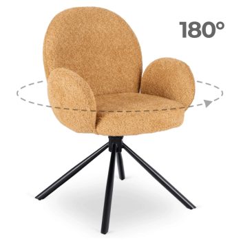   Otočná stolička v horčicovej farbe s bouclé čalúnením – MUSSO