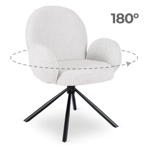 Otočná stolička v sivej farbe s bouclé čalúnením – MUSSO
