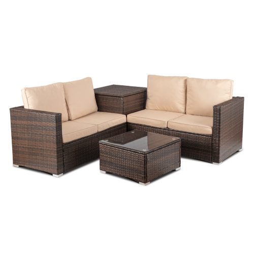 Záhradný nábytok set hnedá/béžová – NEGRO