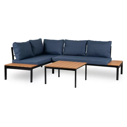 Garden furniture set in dark blue/black finish - Norman