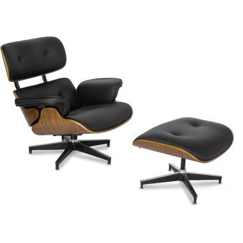 Pihenőfotel lábtartóval fekete műbőr – PALERMO