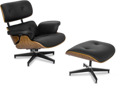 Pihenőfotel lábtartóval fekete műbőr – PALERMO