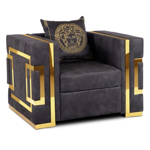 Fotel egyszemélyes kivitelben, fekete/arany színben PALLAZO