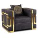 Fotel egyszemélyes kivitelben, fekete/arany színben PALLAZO