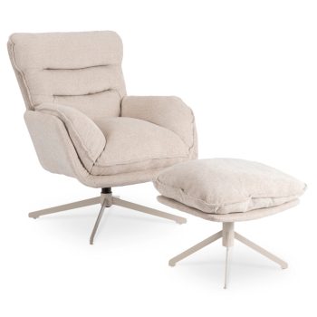 Forgó pihenőfotel lábtartóval krém, PASADENA