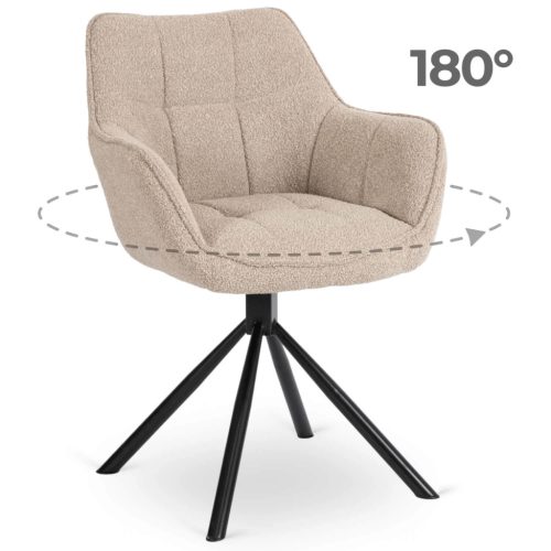 Forgó szék bézs színben, bouclé kárpittal, PEONY