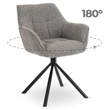 Forgó szék szürke színben, bouclé kárpittal. PEONY
