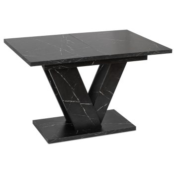  Bővíthető étkezőasztal 120–160 cm fekete márvány hatású kivitelben – CLARK