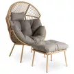 Outdoor Lounge Armchair with Footrest Grey PORTLAND