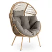 Outdoor Lounge Armchair with Footrest Grey PORTLAND