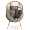 Outdoor Lounge Armchair with Footrest Grey PORTLAND