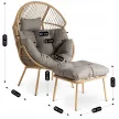 Outdoor Lounge Armchair with Footrest Grey PORTLAND