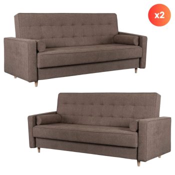 Set of 2 pull-out sofas MALTA brown