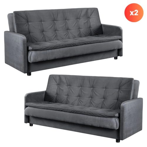 Set of 2 pull-out sofas STELLA grey