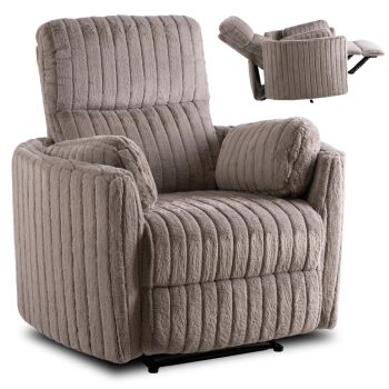 Recliner armchair RAUL grey plush fabric