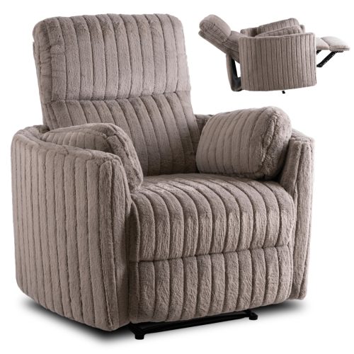 Recliner armchair RAUL grey plush fabric