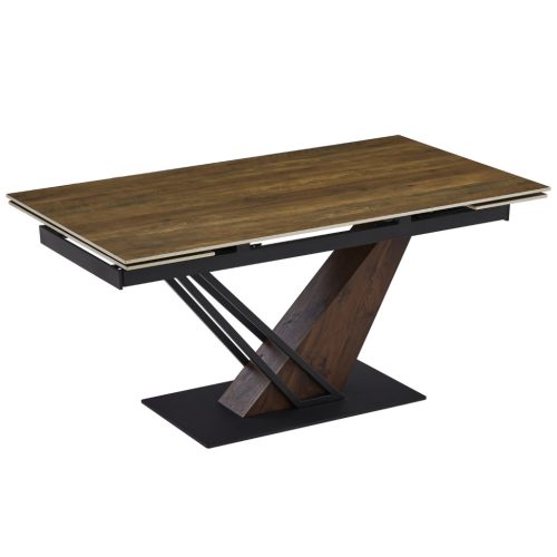 Extendable ceramic dining table 160-220 cm in dark brown/black finish - Rex