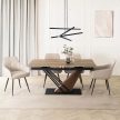 Extendable ceramic dining table 160-220 cm in dark brown/black finish - Rex