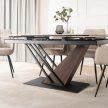 Extendable ceramic dining table 160-220 cm in dark brown/black finish - Rex