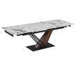 Kihúzható kerámia étkezőasztal 180–240 cm méretben, fehér márvány/dió színben REX 2
