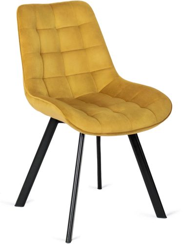 Szék mustársárga színben, bársony kárpittal. RICK
