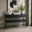 RUBY Hallway Console Table with Shelf Black 100 cm