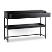 RUBY Hallway Console Table with Shelf Black 100 cm